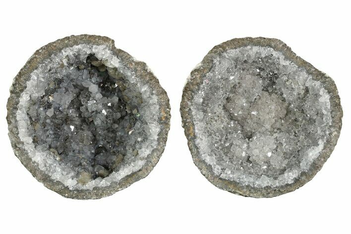Las Choyas Coconut Geode with Quartz & Calcite (Pair) - Mexico #348466